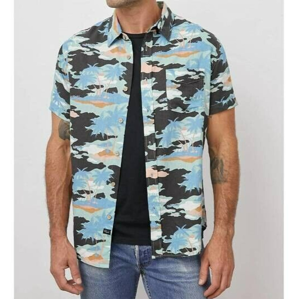 Rails Carson Hawaiian Shirt Mens Size 2X Camo Tropical Aloha Short Sleeves NWT